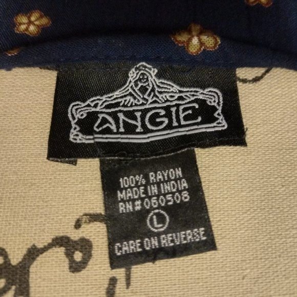 Angie open shoulder Navy Floral Shirt Size Large lace detail bodice - Picture 3 of 4